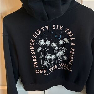 Vans Flower Nite Cropped Cotton Black Hoodie Womens xs enjoy every moment floral